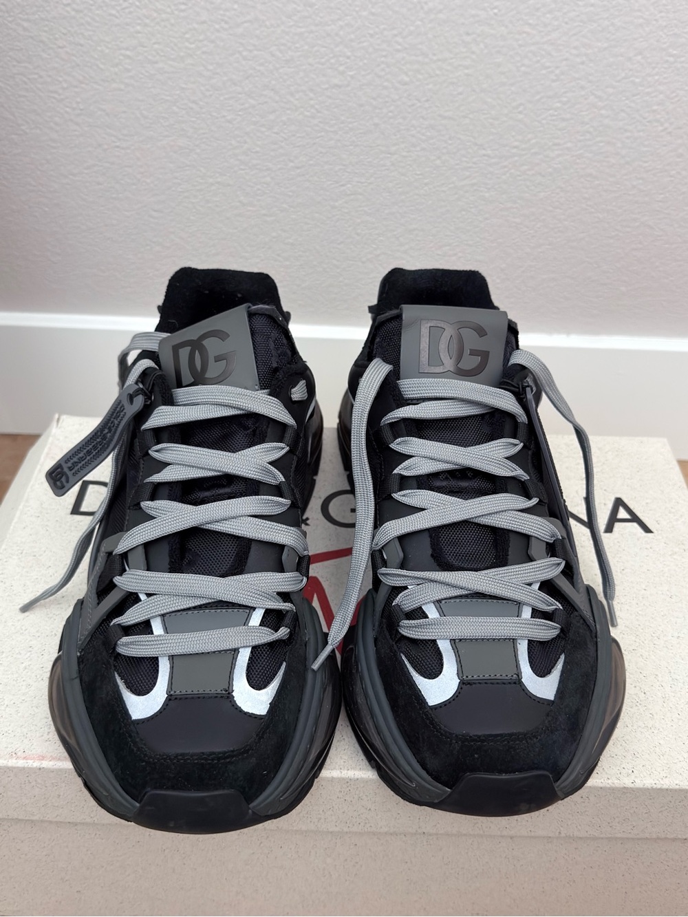 Dolce & Gabbana Black and Gray Men's Chunky Sneakers